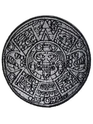 Silver Aztec Calendar Patch